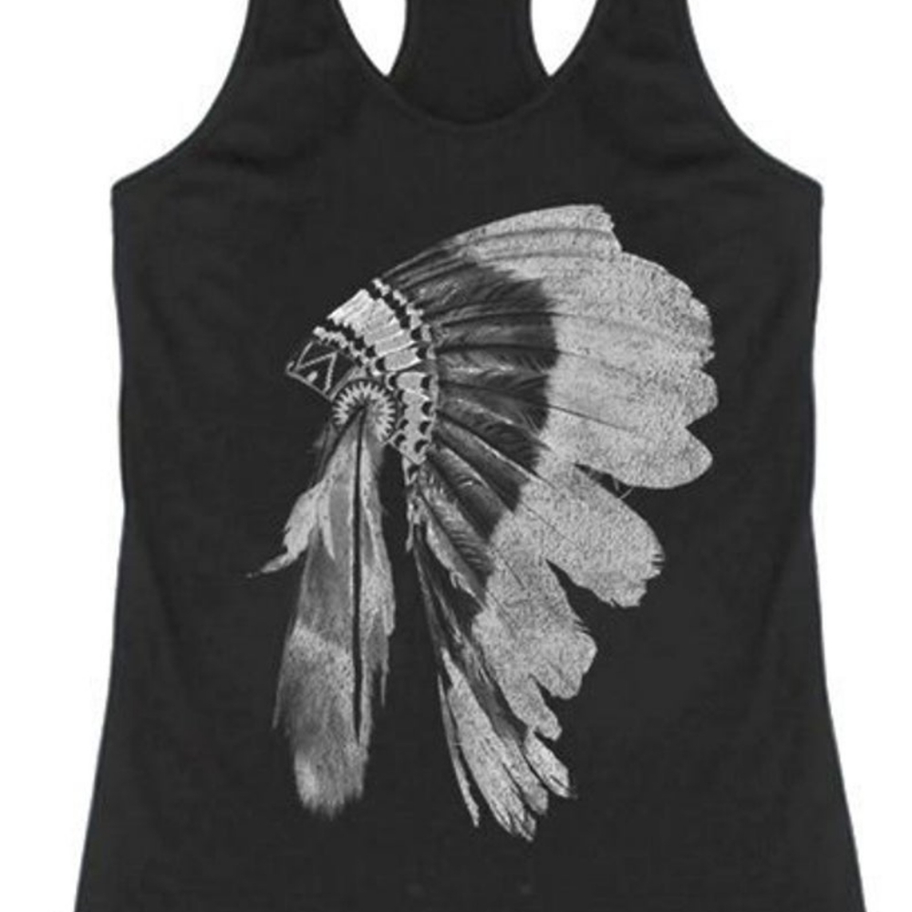 Women's Black Native Indian Headdress Racer Back T